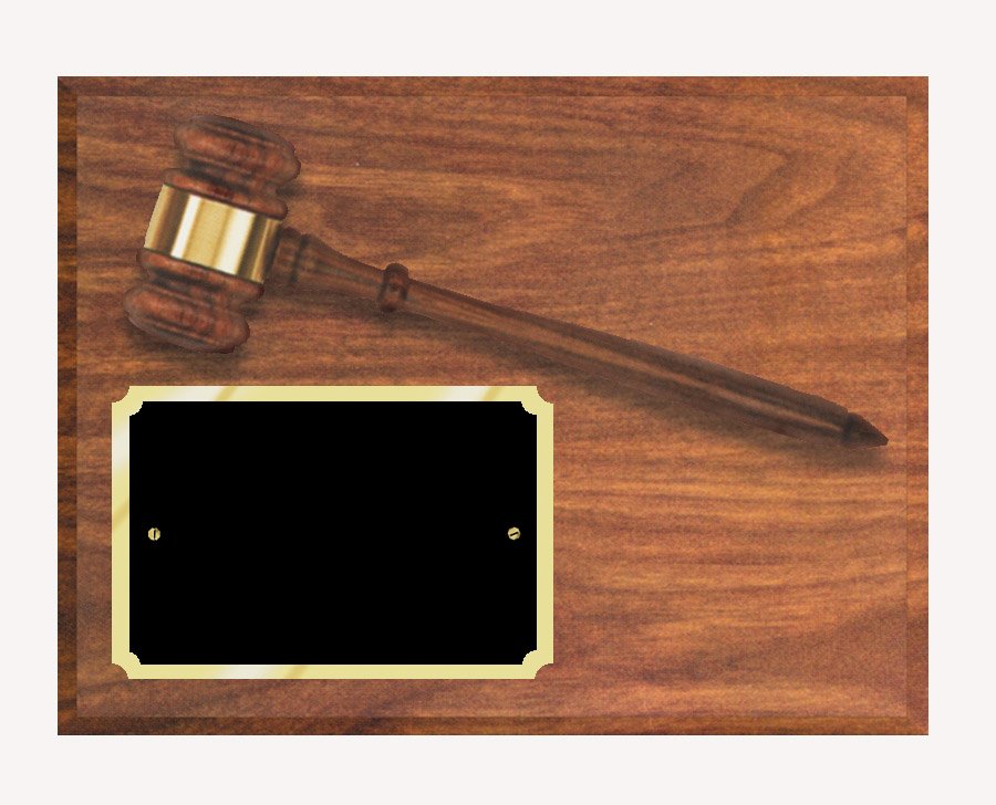 Walnut Finish Gavel Plaque