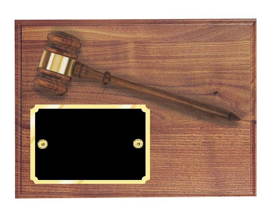 Genuine Walnut Gavel Plaque
