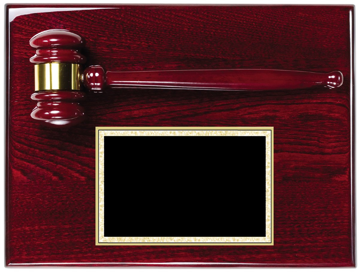 Rosewood Piano Finish Gavel Plaque