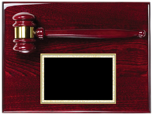 Rosewood Piano Finish Gavel Plaque