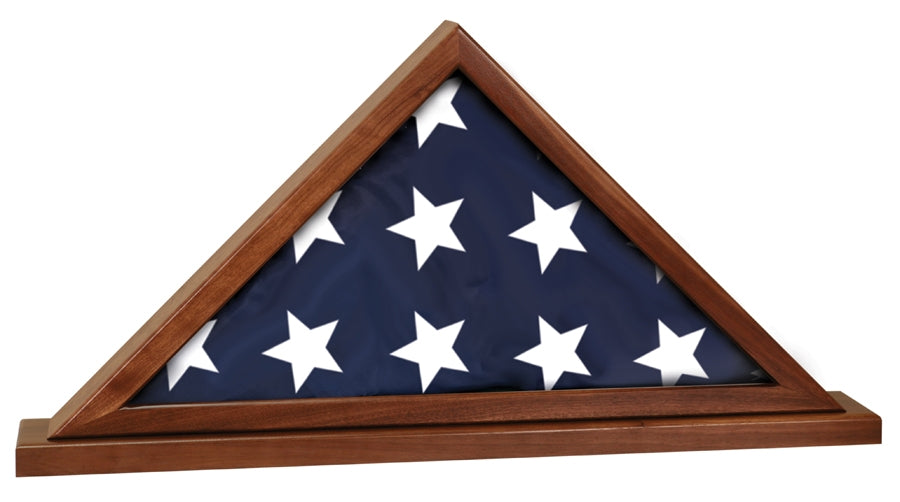 Genuine Walnut Flag Display Case for 5' x 9 1/2' flag with Base