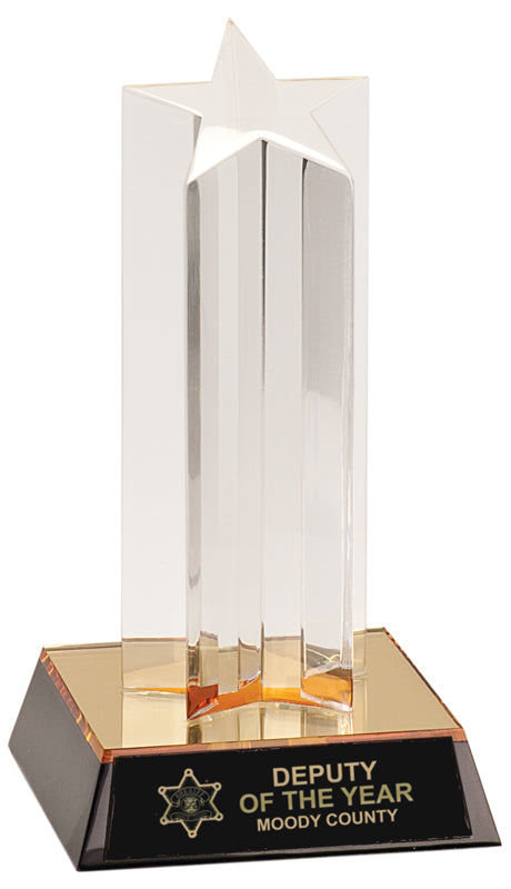 7" Clear Single Star Column Acrylic Award with Clear Base