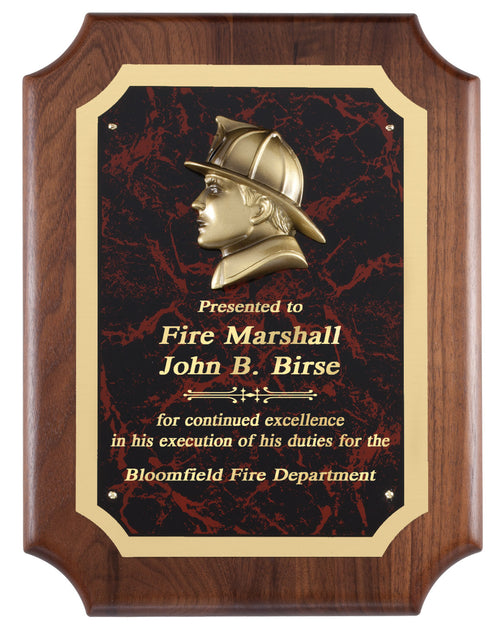 Red Marble Firefighter Plaque