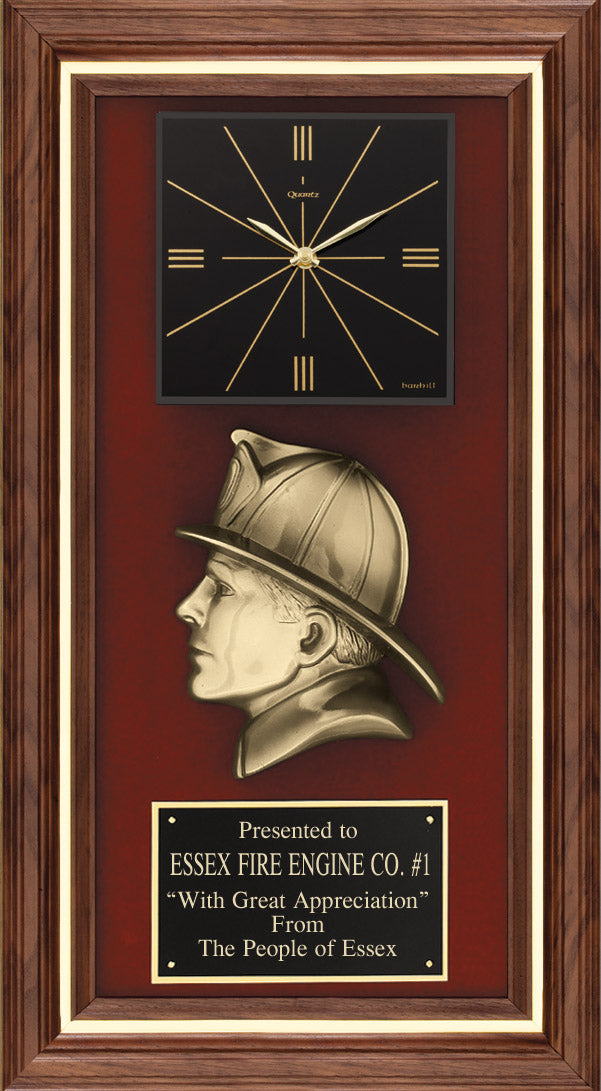 Cast Bronze Firefighter Profile Plaque Clock