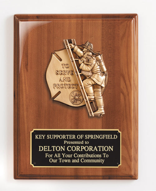 Walnut “To Serve and Protect” Firefighter Plaque
