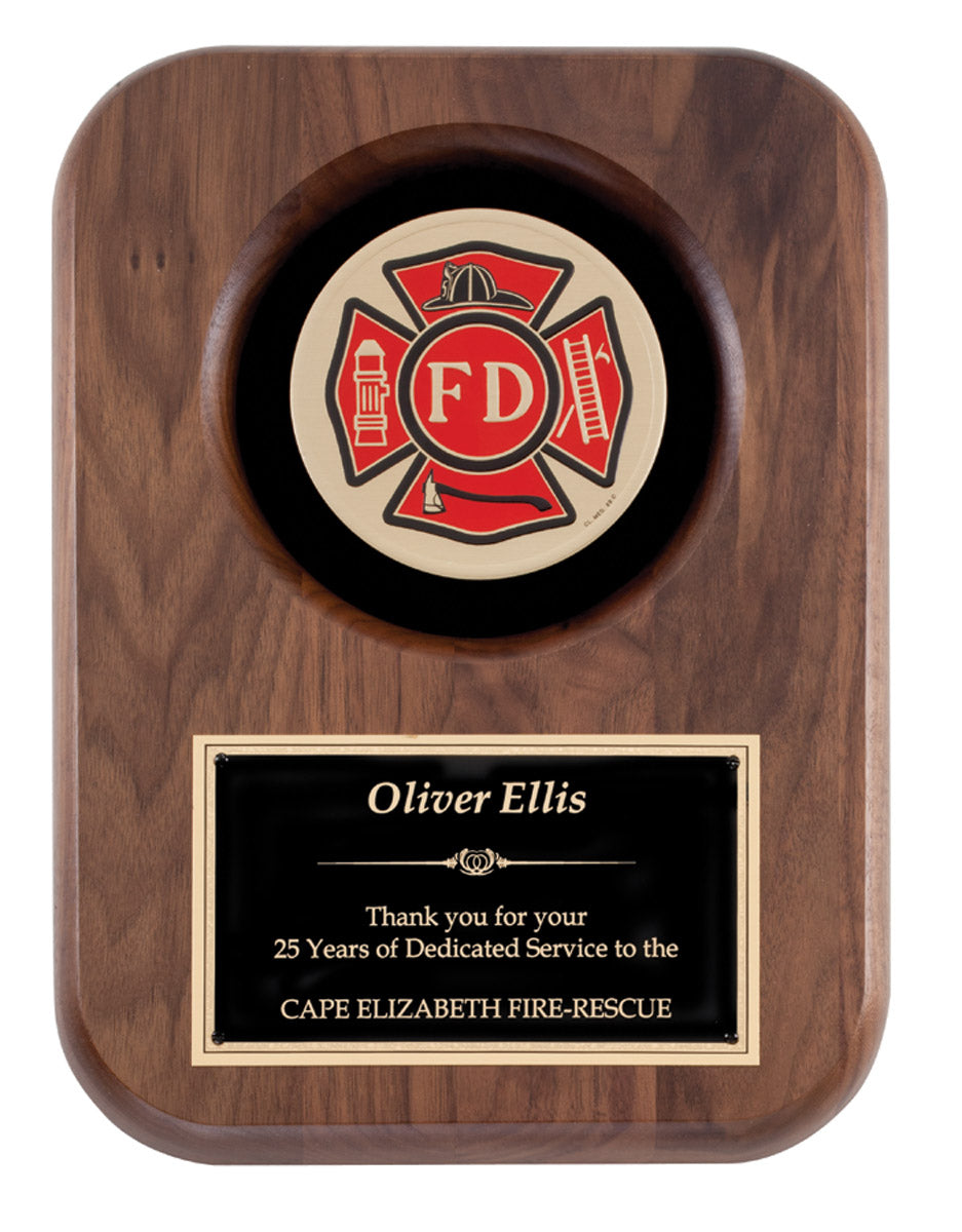 Walnut Firefighting Insignia Plaque