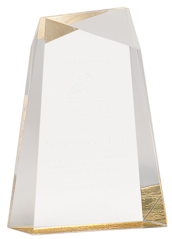 Gold Facet Wedge Acrylic Award, 7"