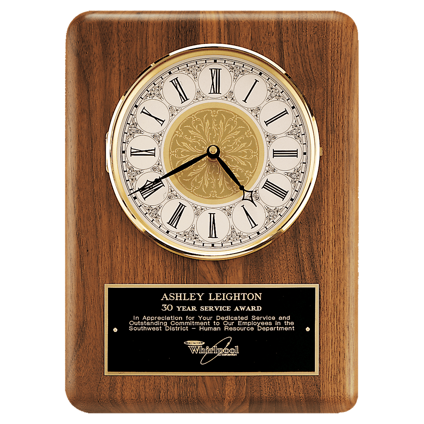 11" x 15" Solid Brass Diamond Spun Bezel with Glass Lens and Ivory Dial with Black Plate