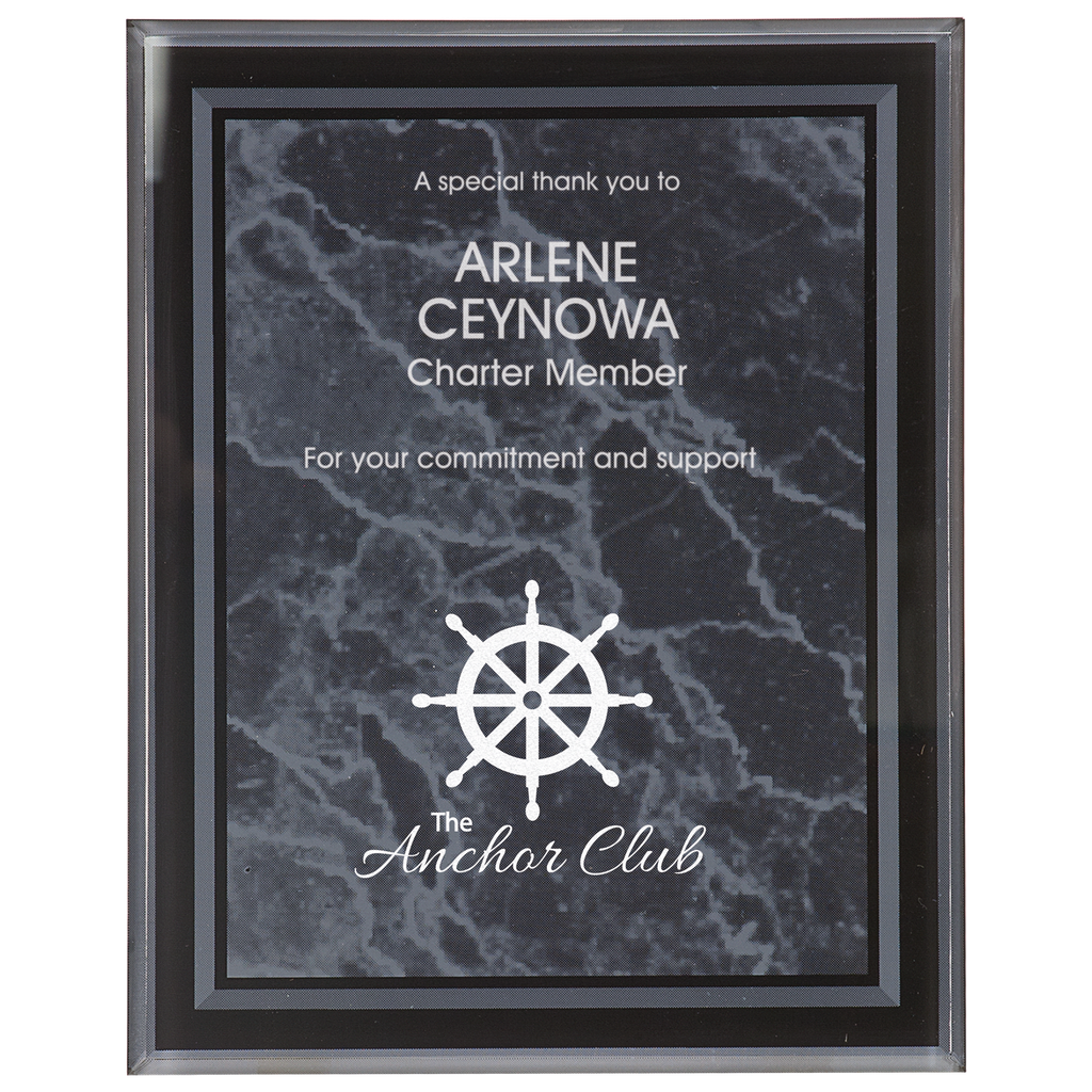 Black 7" x 9" Marble Border -Plaq Acrylic