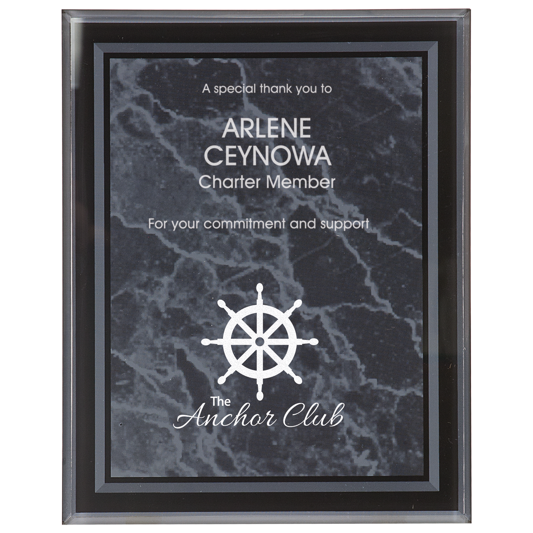 Black 9" x 11" Marble Border -Plaq Acrylic