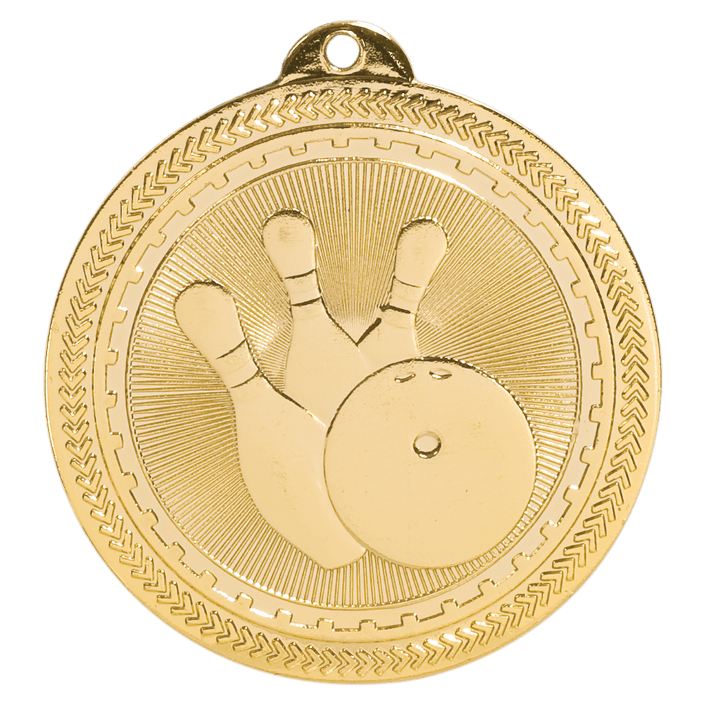 Bright Gold 2" Bowling Laserable BriteLazer Medal