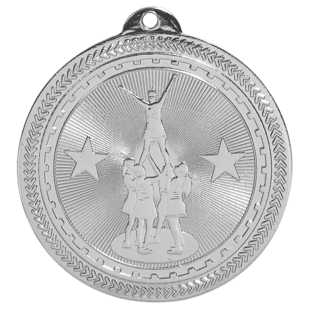 Bright Silver 2" Competitive Cheer Laserable BriteLazer Medal