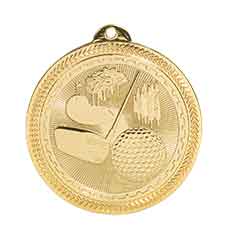 Golf BriteLazer Medal with Neck Ribbon