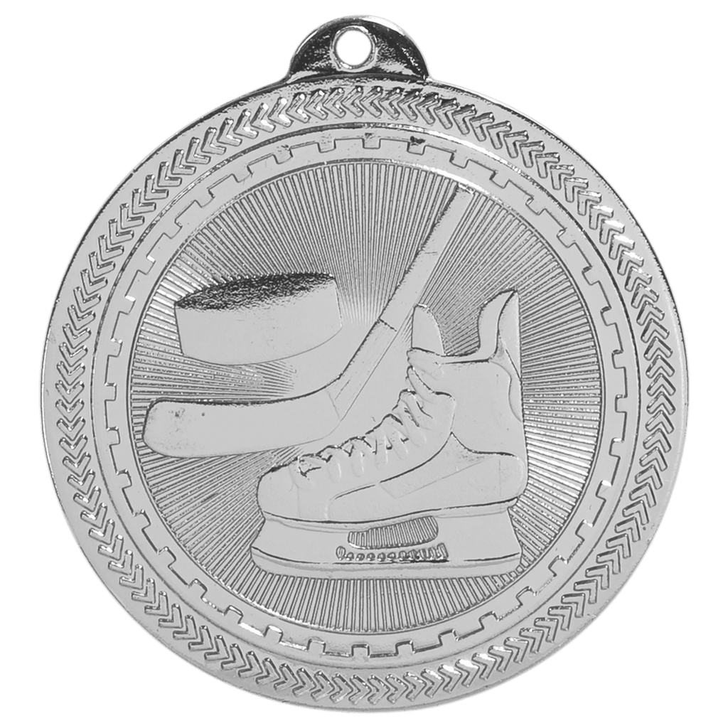 Bright Silver 2" Hockey Laserable BriteLazer Medal