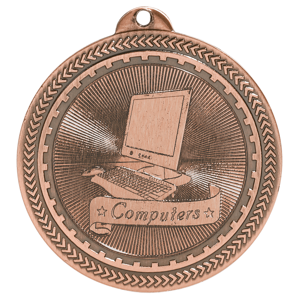 Antique Bronze 2" Computers Laserable BriteLazer Medal