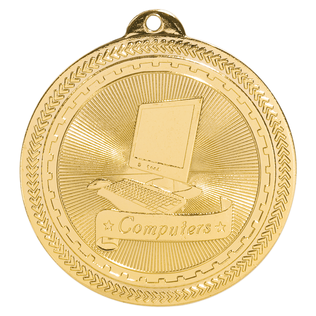 Bright Gold 2" Computers Laserable BriteLazer Medal