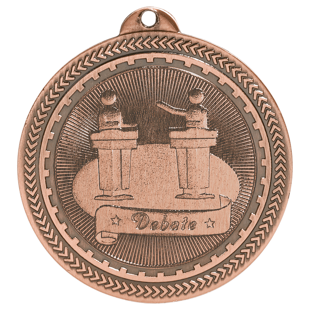 Antique Bronze 2" Debate Laserable BriteLazer Medal