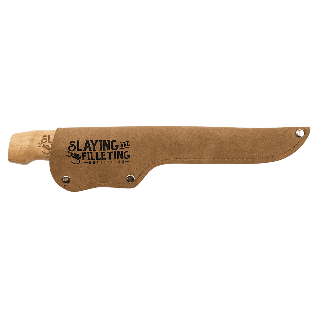 Bison River 7 1/4" Fillet Knife with Wood Handle and Leather Sheath