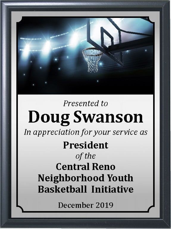 Dark Goal Basketball Plaque 