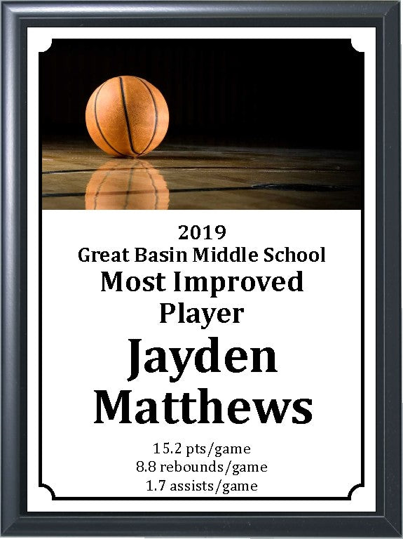 Ball on Court Basketball Plaque 