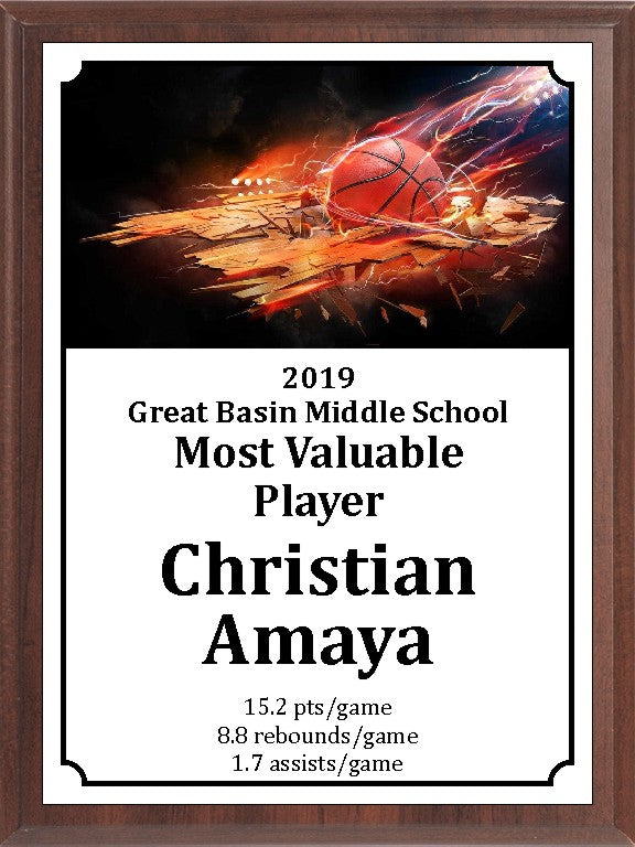Flaming Basketball Plaque 