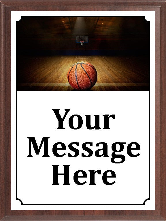 Ball on Dark Court Basketball Plaque 