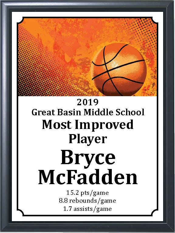 Graphic Orange Basketball Plaque 