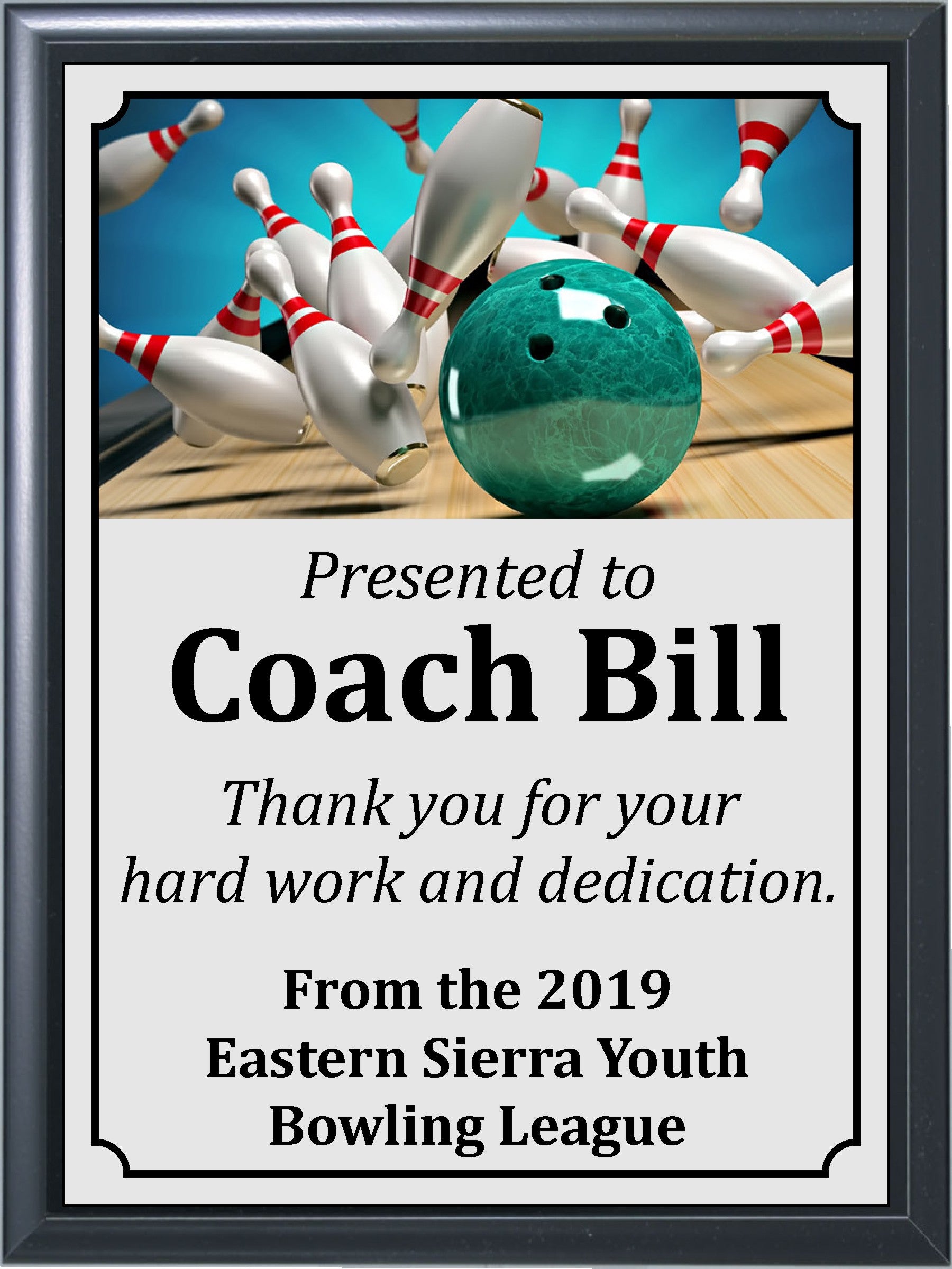 Graphic Teal Bowling Plaque