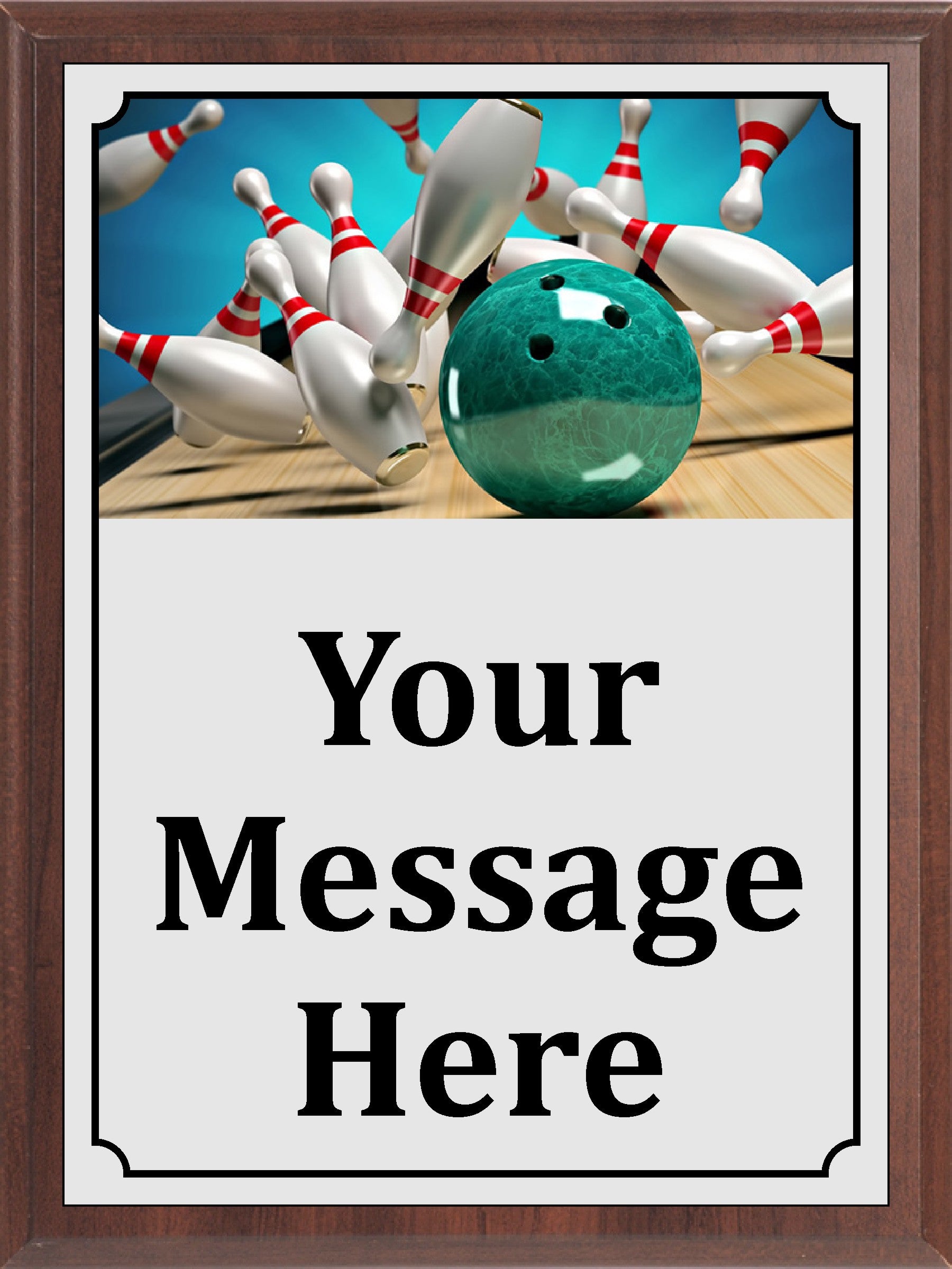 Graphic Teal Bowling Plaque
