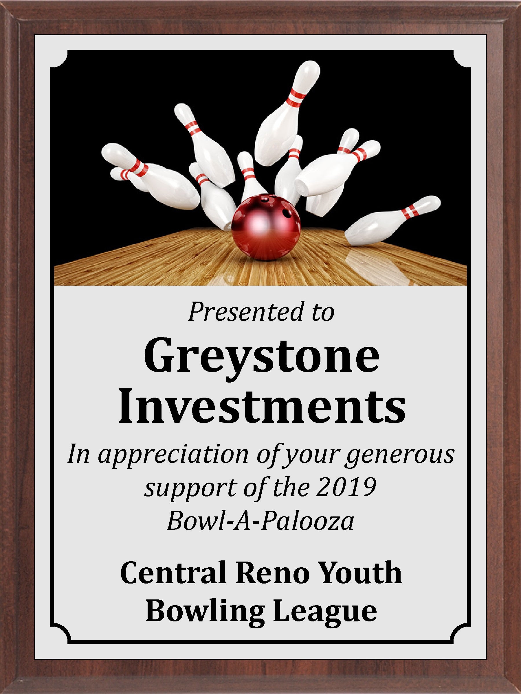 Red Ball Strike Bowling Plaque
