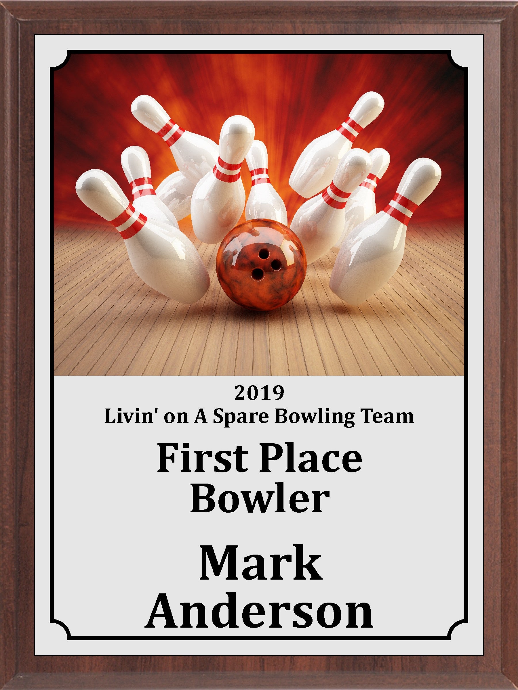 Red Ball Strike Bowling Plaque