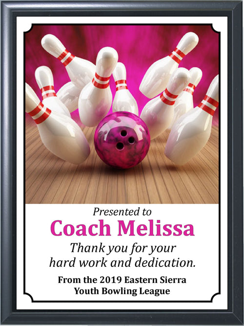Hot Pink Ball Strike Bowling Plaque