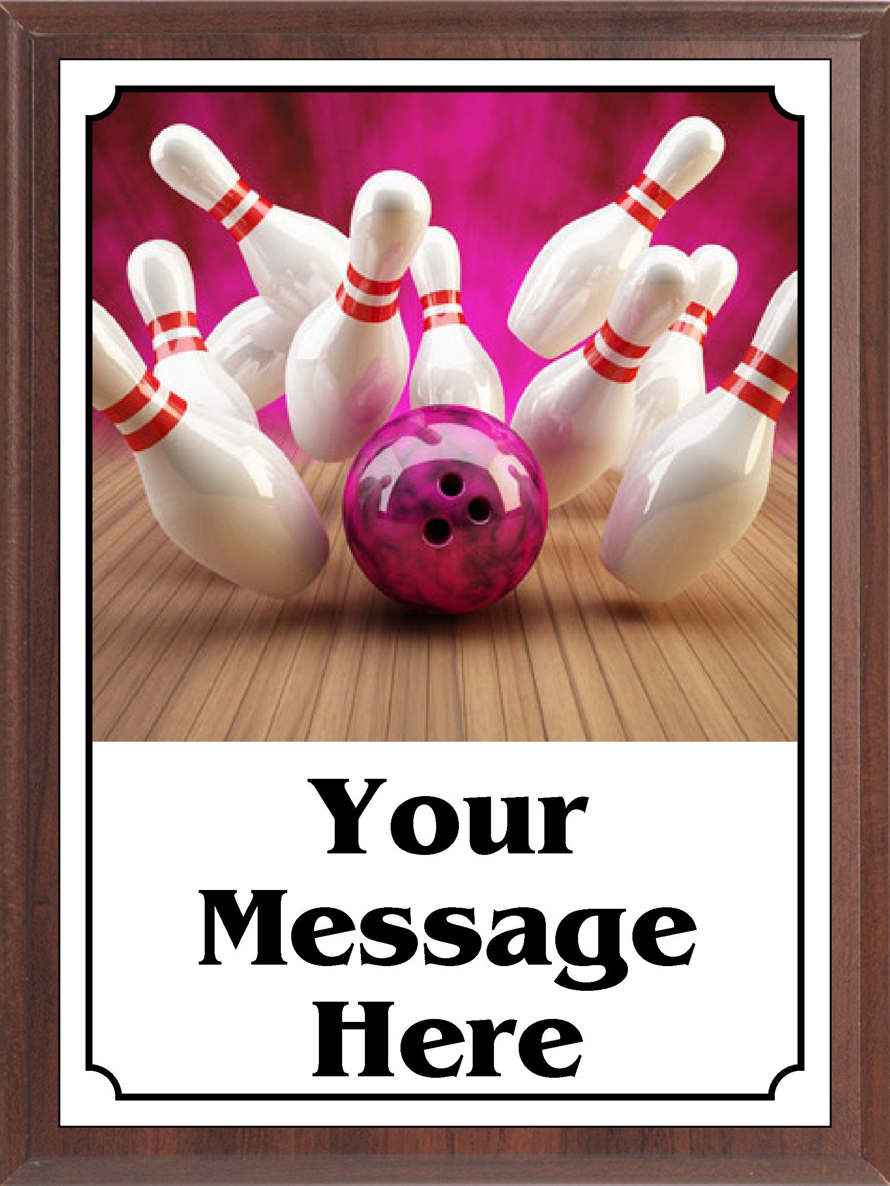 Hot Pink Ball Strike Bowling Plaque
