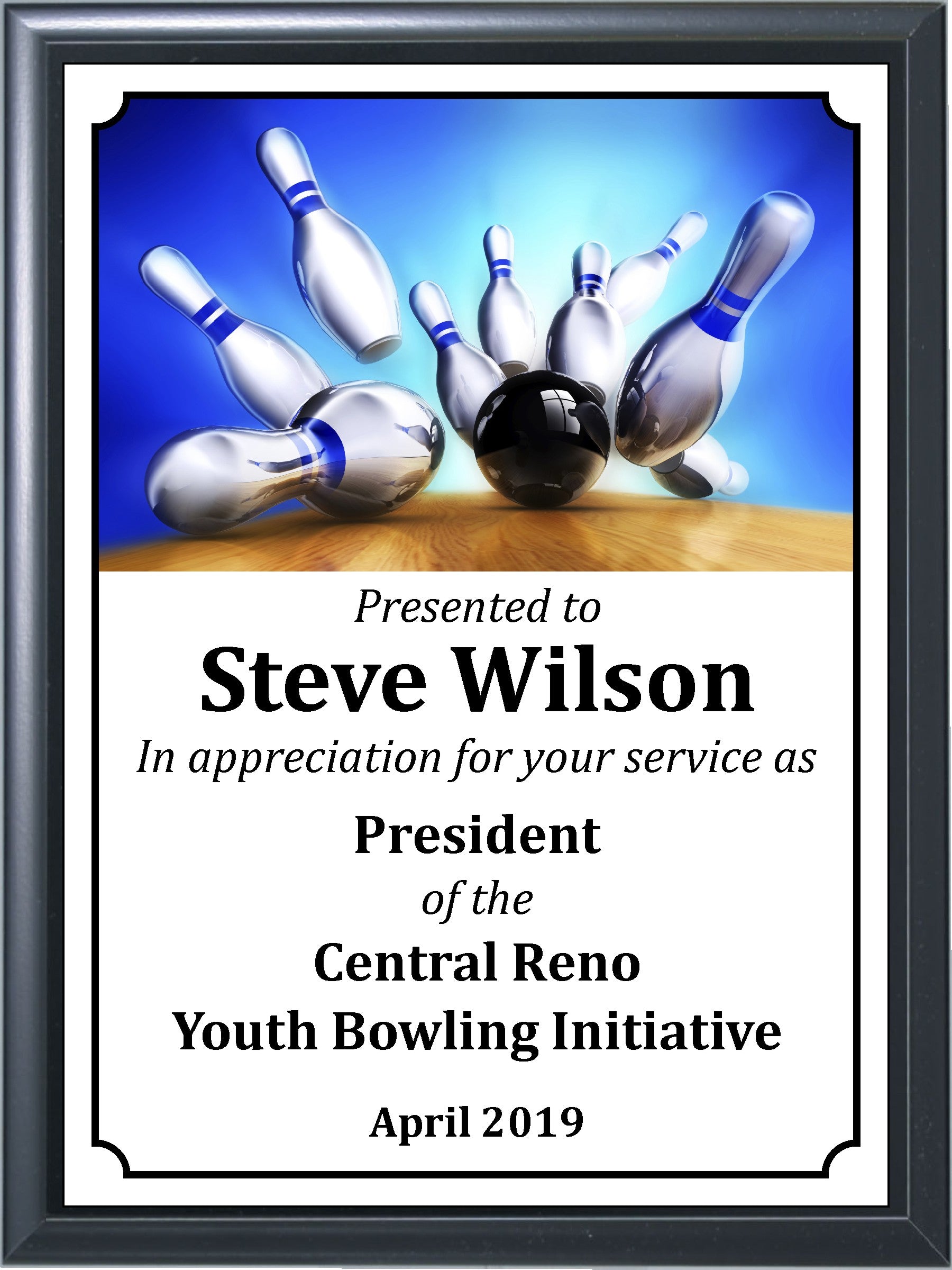 Blue Strike Bowling Plaque