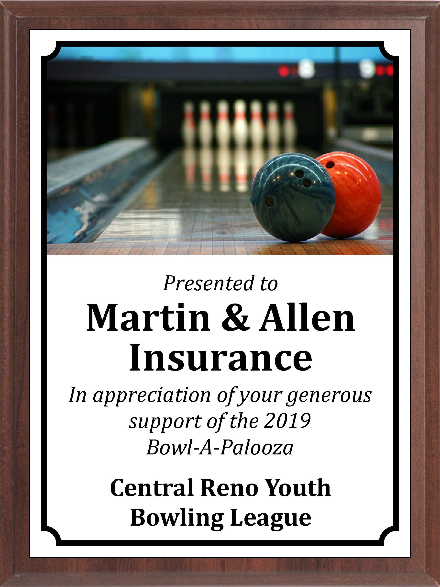 Balls on Lane Bowling Plaque
