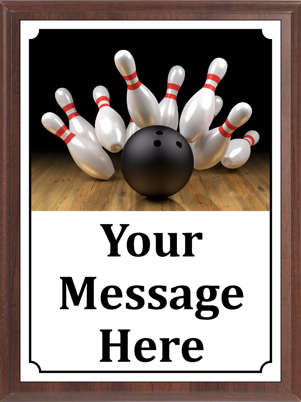 Black Ball and Pins Bowling Plaque