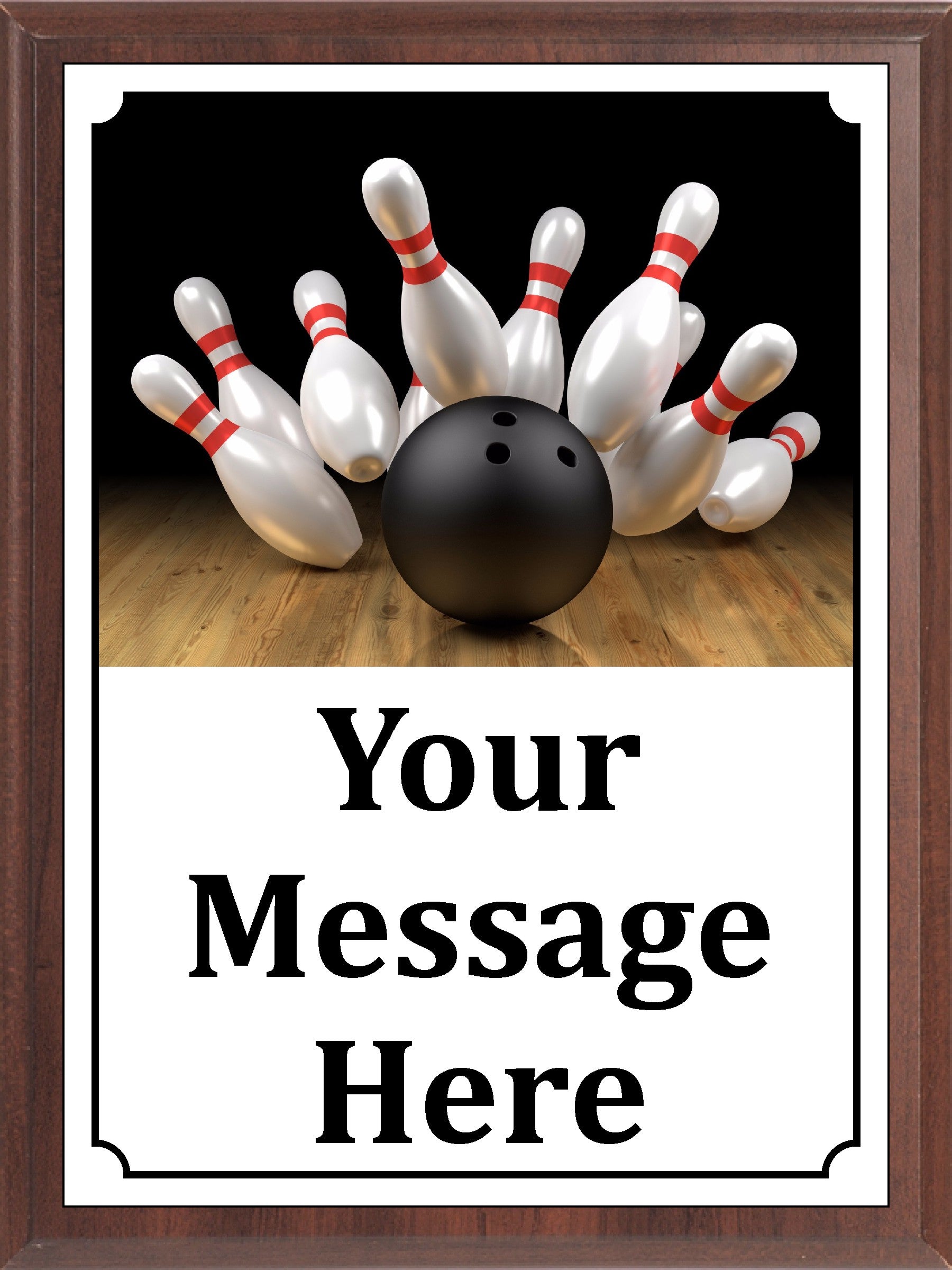 Black Ball and Pins Bowling Plaque