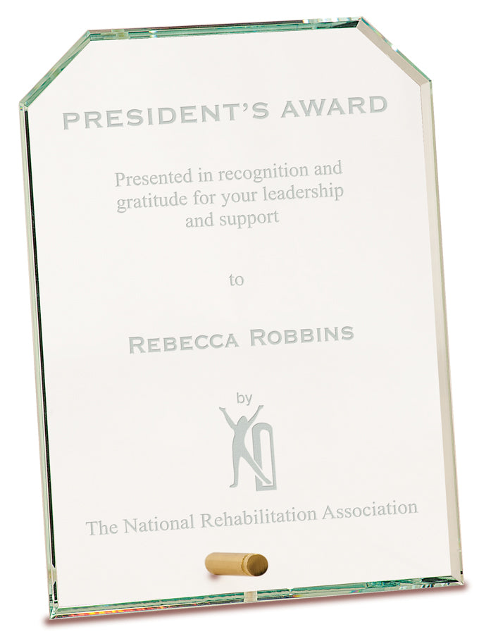 Clear Clipped Rectangle CrystalEdge Glass Award, Large