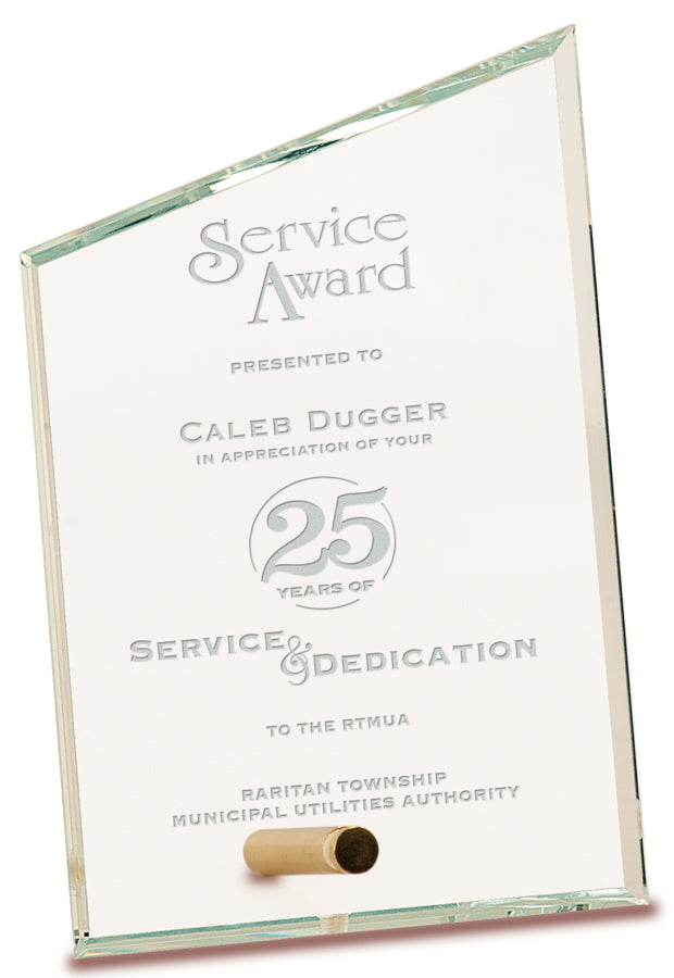 Clear Slant Rectangle CrystalEdge Glass Award, Small