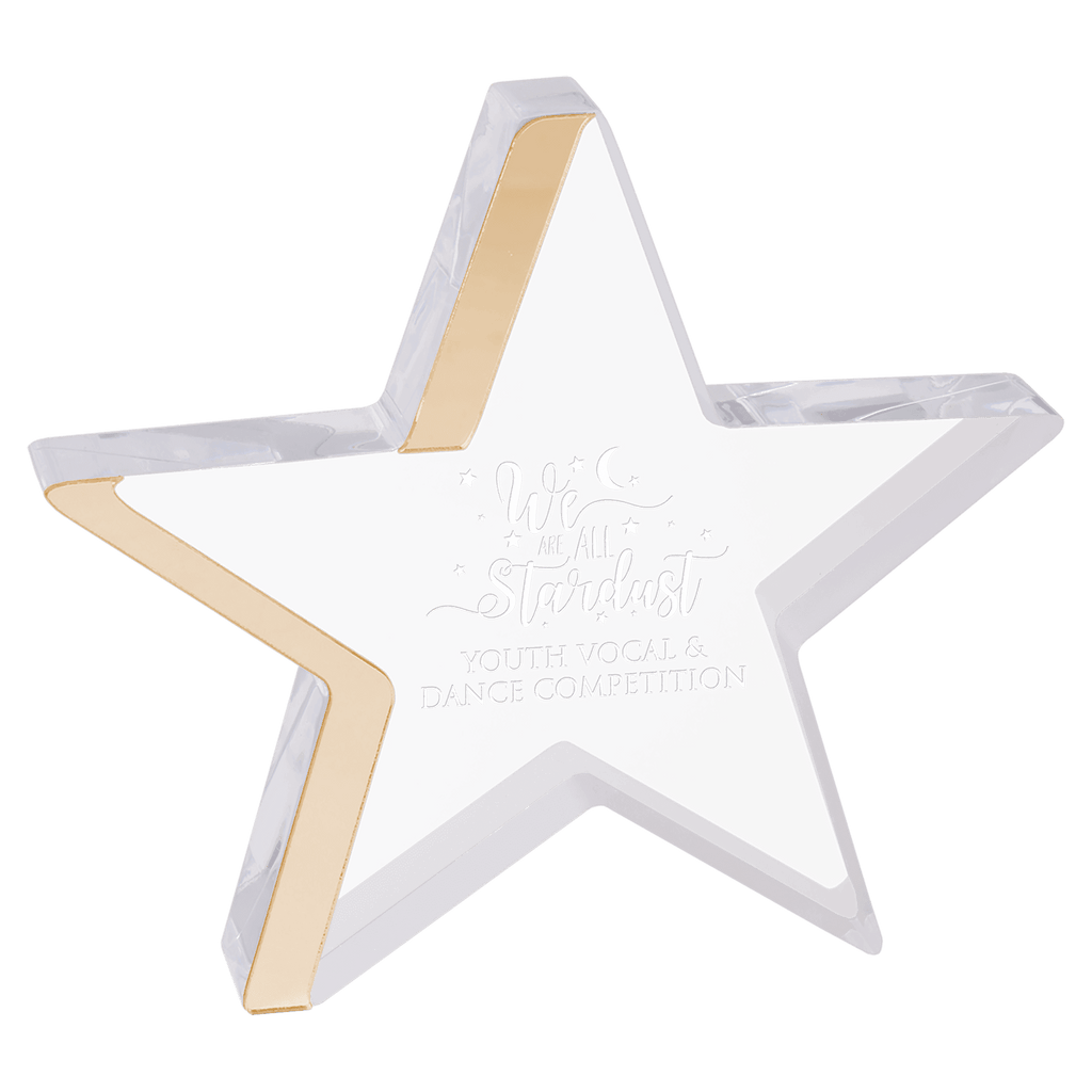 Gold 6 3/4" x 6" Star Acrylic with Edge