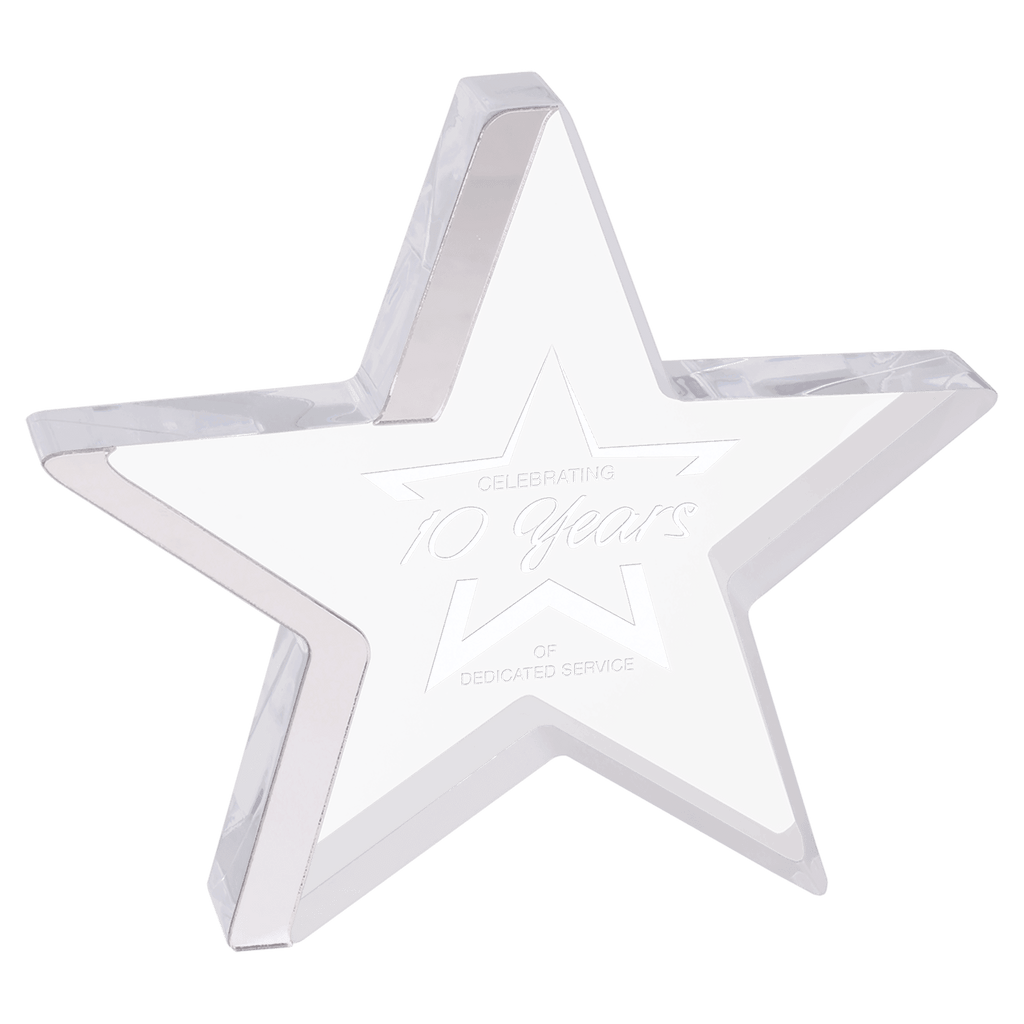 Silver 6 3/4" x 6" Star Acrylic with Edge