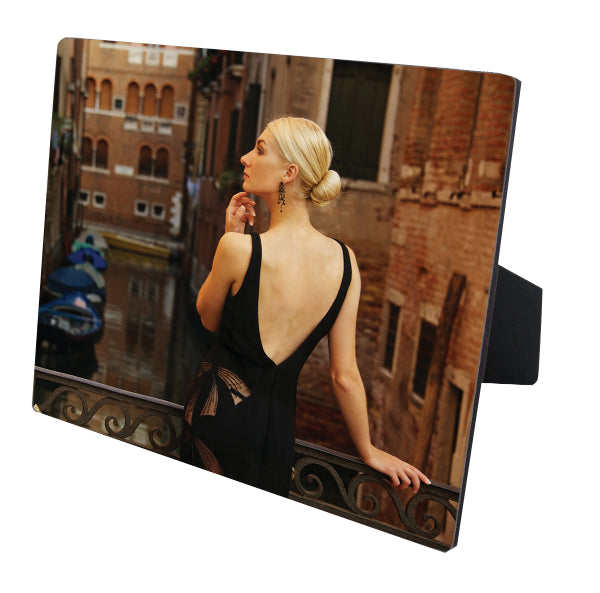 Glossy Rectangle Wood Photo Panel With Easel