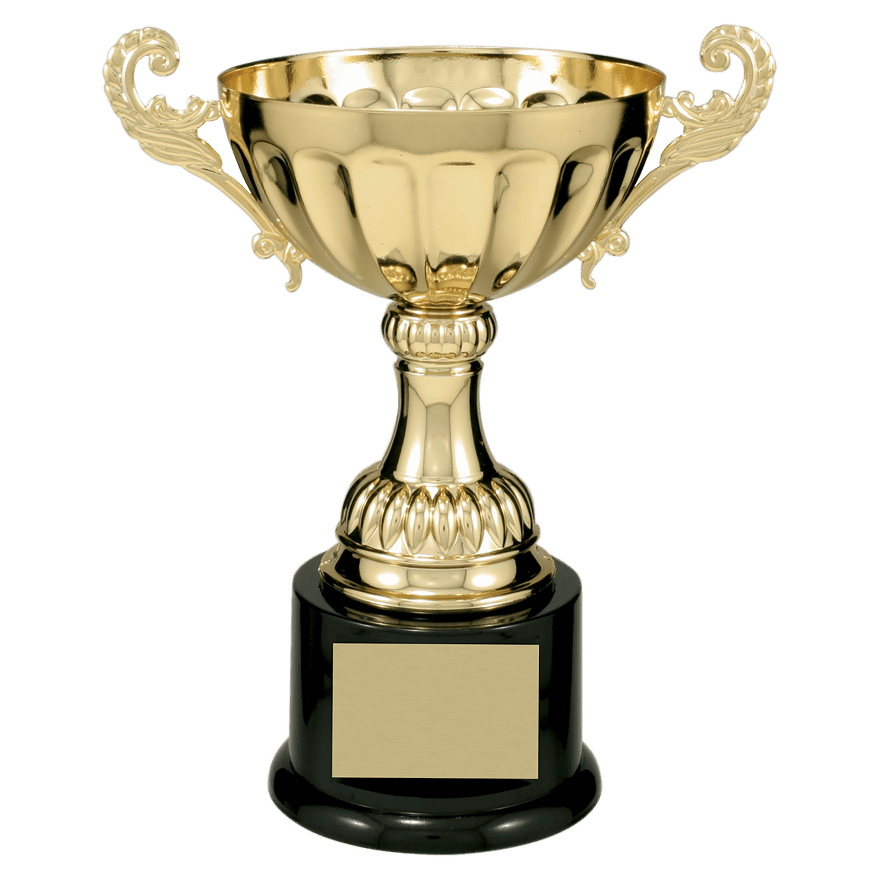Gold 8 1/2" Completed Metal Cup Trophy on Plastic Base