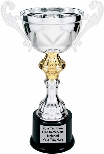 Silver Metal Cup Trophy on Plastic Base, 11 ½"