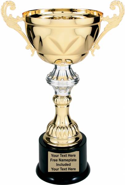 Gold Metal Cup Trophy on Plastic Base, 13"