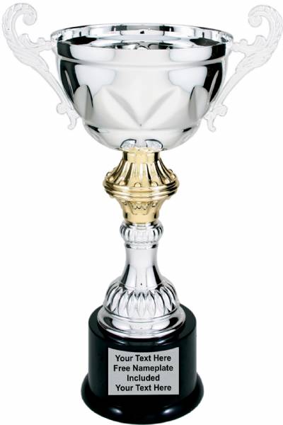 Silver Metal Cup Trophy on Plastic Base, 13"