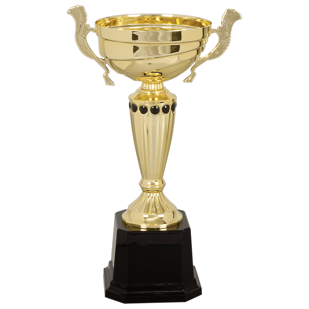 Gold 2 11 1/2" Completed Metal Cup Trophy on Plastic Base