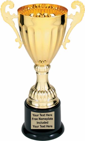 Gold Metal Cup Trophy on Plastic Base, 8 3/4"