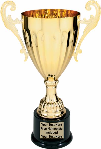 Gold Metal Cup Trophy on Plastic Base, 12"