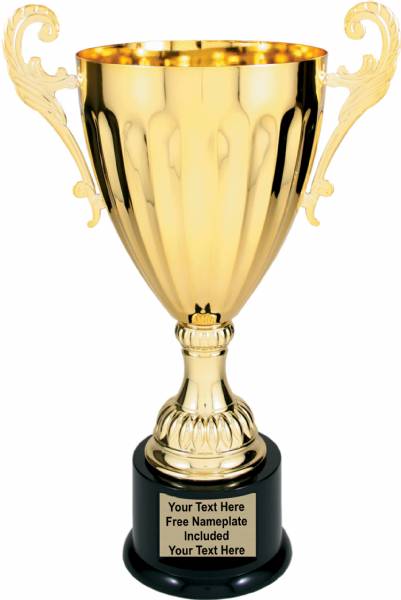 Gold Metal Cup Trophy on Plastic Base, 13 ¼"